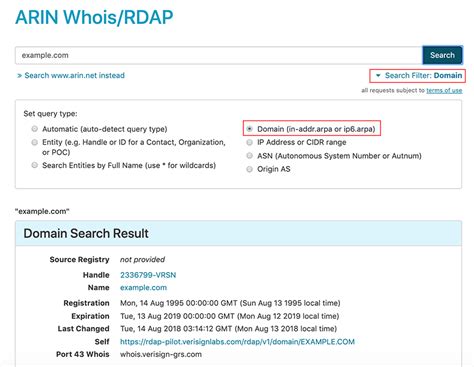 Search the WHOIS database .
